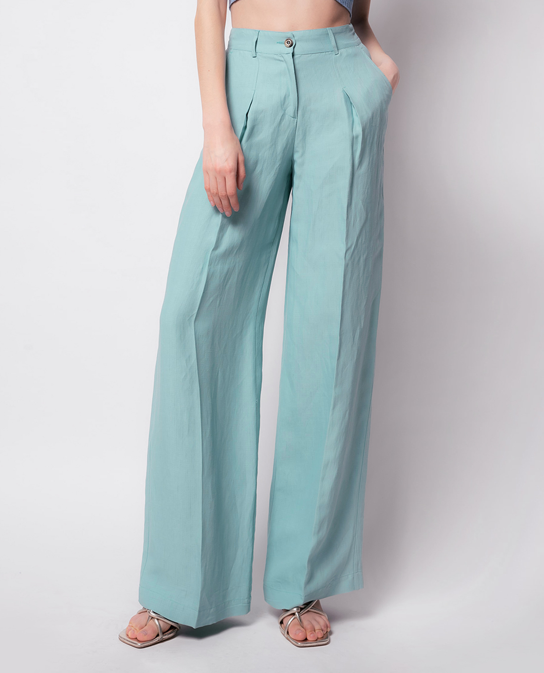 PINKO - Quần nữ ống rộng lưng cao Pisticci