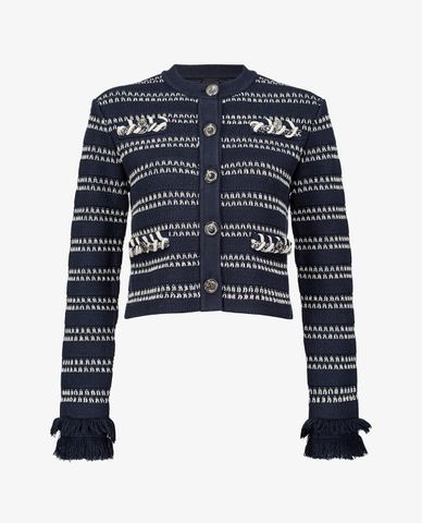  PINKO - Áo cardigan nữ cổ tròn tay dài phối nút cài Degana 