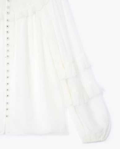  THE KOOPLES - Áo kiểu nữ cổ tròn tay dài Flowing Black 