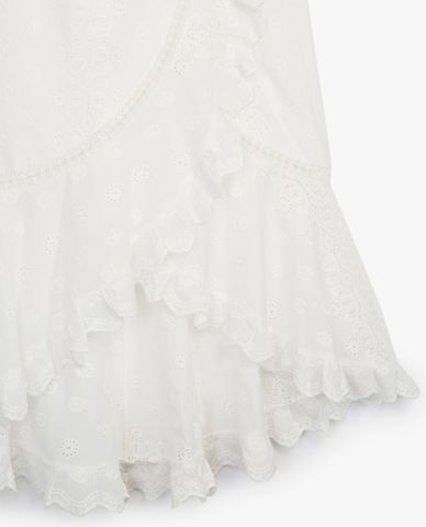  THE KOOPLES - Chân váy midi phối bèo Ecru 