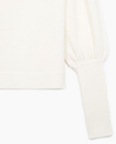  THE KOOPLES - Áo sweater nữ cổ tim tay phồng Wool/Cashmere 