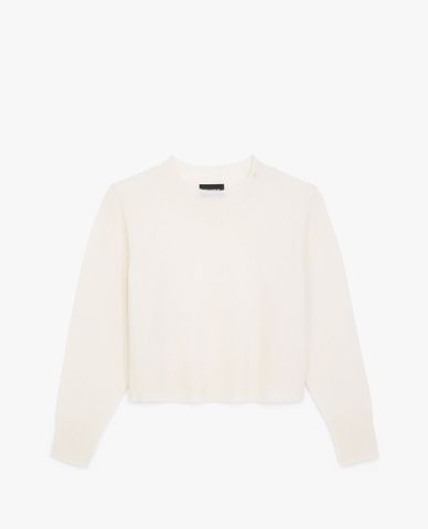  THE KOOPLES - Áo sweater nữ cổ tròn tay dài Plain Ecru Cashmere 