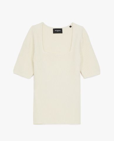  THE KOOPLES - Áo len nữ ngắn tay cổ vuông Finely 