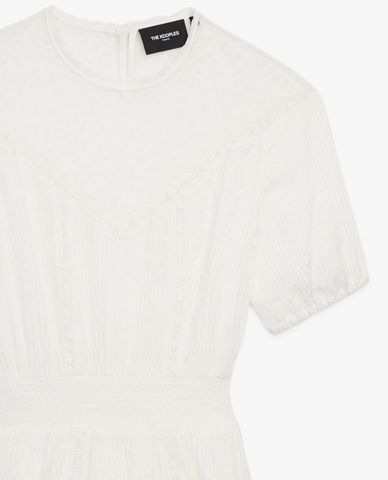  THE KOOPLES - Đầm mini tay ngắn cổ tròn White Short 