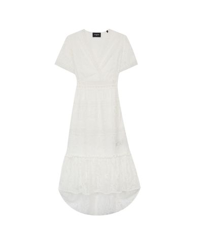  THE KOOPLES - Đầm midi vạt xéo cổ V White Long 