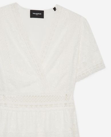  THE KOOPLES - Đầm midi vạt xéo cổ V White Long 