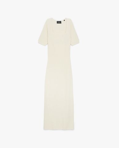  THE KOOPLES - Đầm midi cổ vuông ngắn tay phom ôm thời trang 