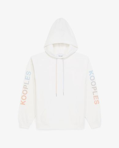  THE KOOPLES - Áo hoodie nữ phối mũ White Logo Sleeves 