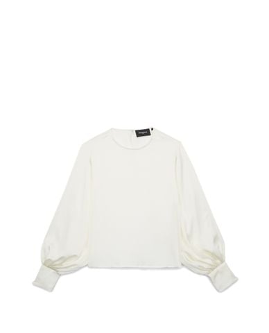 THE KOOPLES - Áo kiểu nữ cổ tròn Full White 
