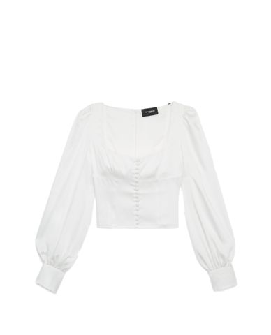  THE KOOPLES - Áo croptop nữ tay dài Full White 
