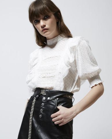  THE KOOPLES - Áo kiểu nữ viền bèo Lace And Ruffles 