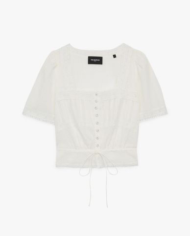  THE KOOPLES - Áo croptop nữ cổ vuông Straight Laces 