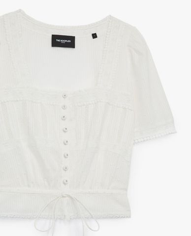  THE KOOPLES - Áo croptop nữ cổ vuông Straight Laces 