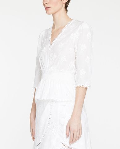  THE KOOPLES - Áo kiểu nữ cổ V nhấn eo thời trang 