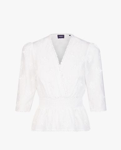  THE KOOPLES - Áo kiểu nữ cổ V nhấn eo thời trang 