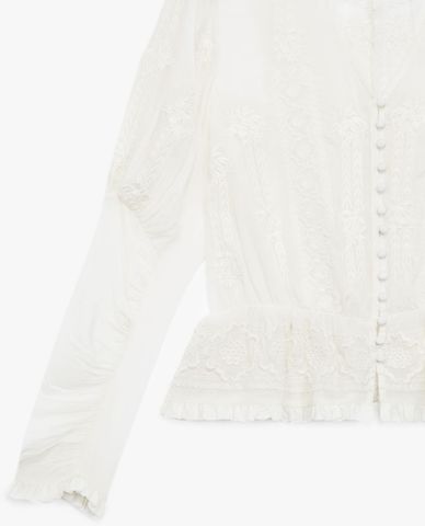  THE KOOPLES - Áo kiểu nữ tay dài cổ V Black Embroidered V Neck 