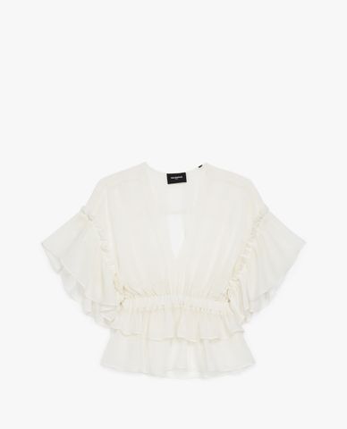  THE KOOPLES - Áo kiểu nữ cổ V phối bèo nữ tính 