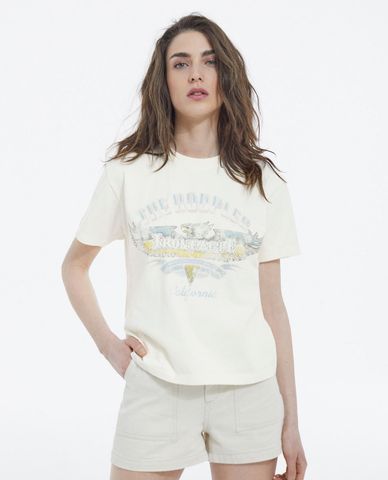  THE KOOPLES - Áo thun nữ phom suông ngắn tay Eagle Print 