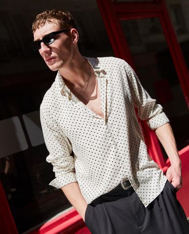  THE KOOPLES - Áo sơ mi nam tay dài Lightning Beige 