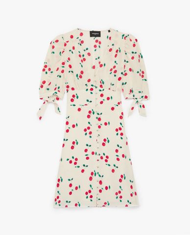  THE KOOPLES - Đầm mini cổ V phối nút Cherry Print 