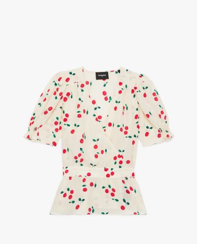  THE KOOPLES - Áo kiểu nữ dáng quấn Ecru Silk 