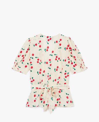  THE KOOPLES - Áo kiểu nữ dáng quấn Ecru Silk 