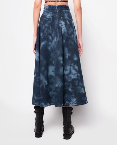  PINKO - Chân váy denim maxi phối nút kim loại Monogram Tie Dye Scaltra 
