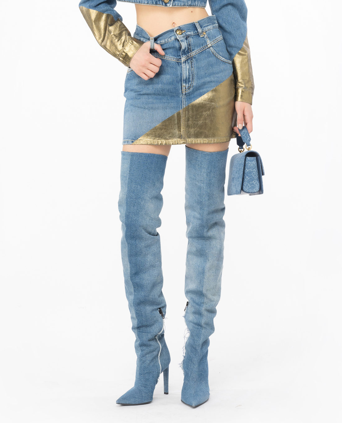 PINKO - Chân váy denim mini Alluvione