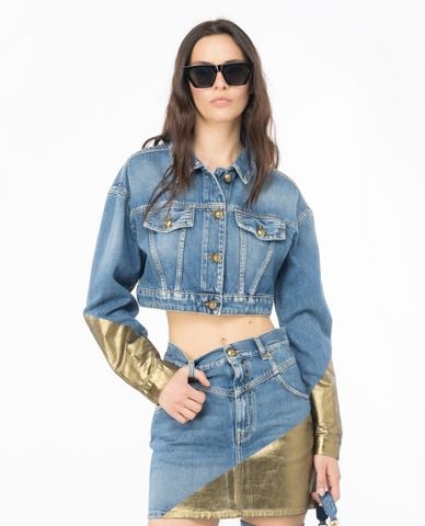  PINKO - Áo khoác denim nữ croptop tay dài Energia 