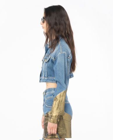  PINKO - Áo khoác denim nữ croptop tay dài Energia 
