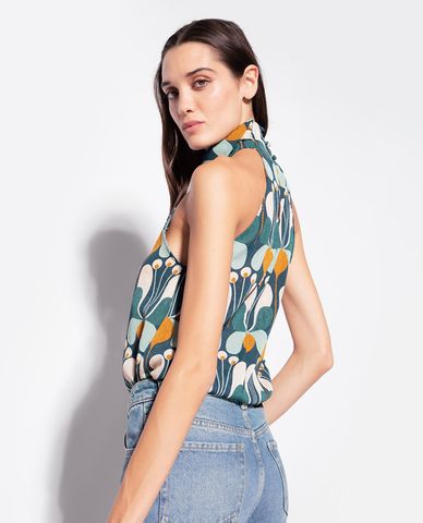  PINKO - Áo sát nách nữ phom suông in hoa văn Therese 