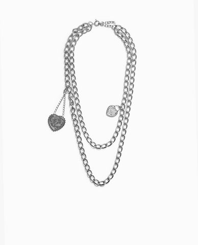  DSQUARED2 - Vòng cổ nữ phối mắt xích đính charm Heart 