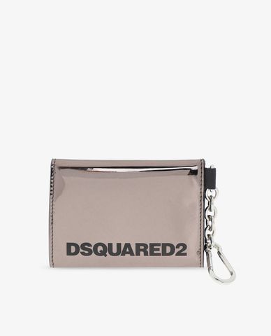  DSQUARED2 - Ví nữ chữ nhật nắp gập Black Logo And Internal Mirror 