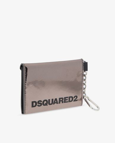  DSQUARED2 - Ví nữ chữ nhật nắp gập Black Logo And Internal Mirror 
