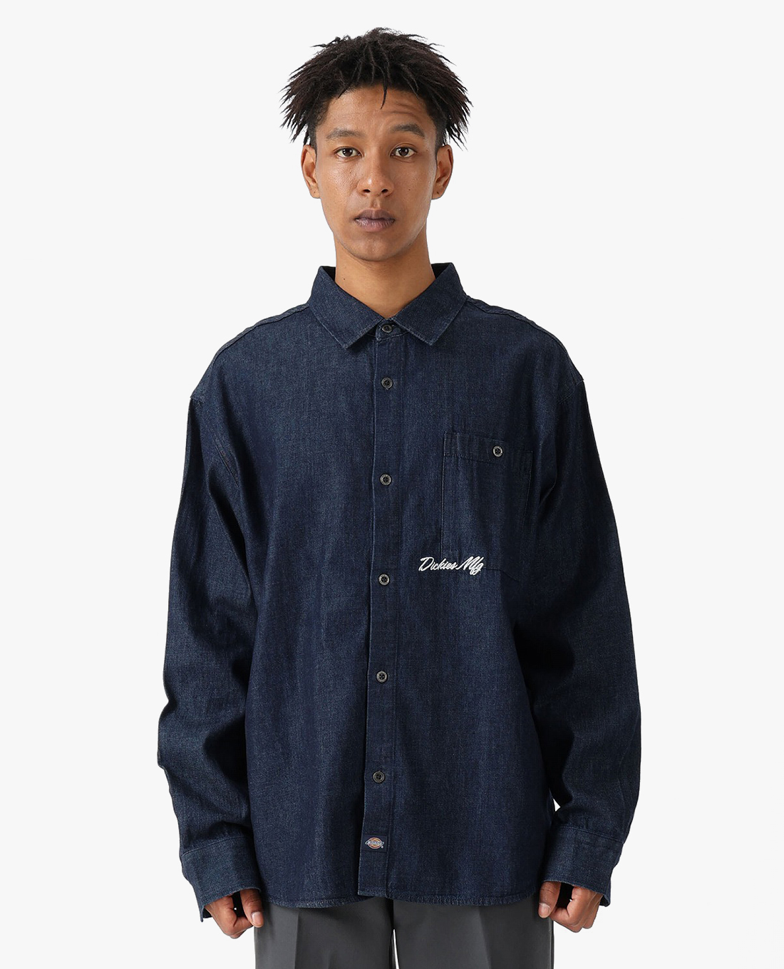 DICKIES - Áo sơ mi denim nam cổ bẻ tay dài hiện đại