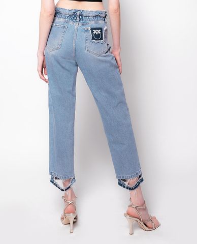  PINKO - Quần jeans nữ phom suông Love Birds Belt 