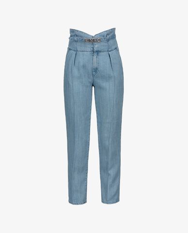  PINKO - Quần jeans nữ lưng cao phối thắt lưng Ariel 