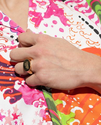  DSQUARED2 - Nhẫn nam mặt hình bầu dục cá tính D2 Tag Chain 