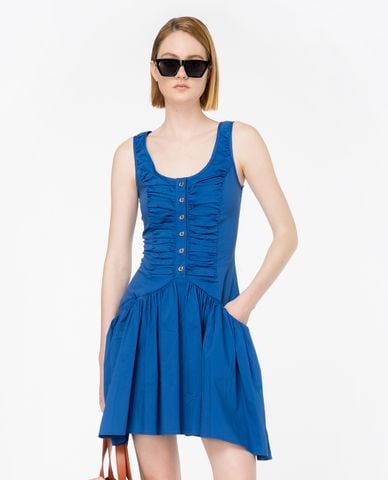  PINKO - Đầm xếp li mini sát nách phối bèo nhún Autolico 