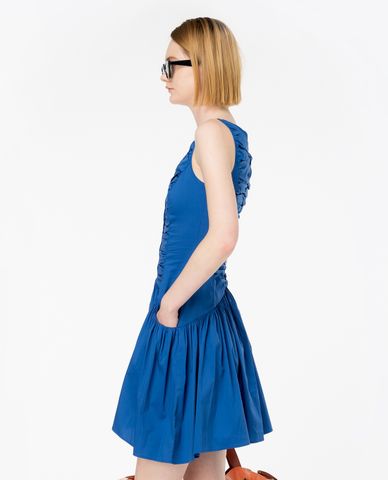  PINKO - Đầm xếp li mini sát nách phối bèo nhún Autolico 