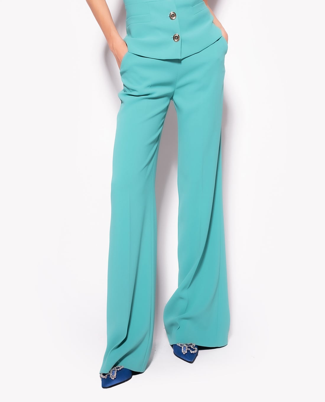 PINKO - Quần ống loe nữ phom suông Sbozzare