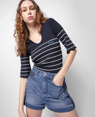  PINKO - Quần shorts nữ denim lưng cao Dotta 