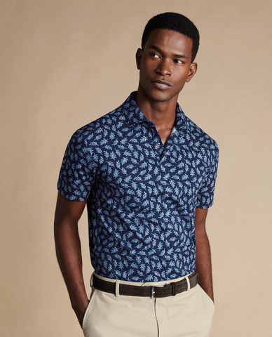  CHARLES TYRWHITT - Áo polo nam cổ bẻ tay ngắn Performance Geo Print 