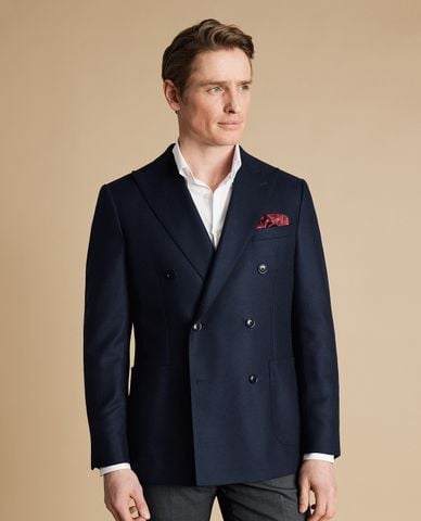  CHARLES TYRWHITT - Áo khoác blazer nam tay dài Wool Silk Double Breasted 