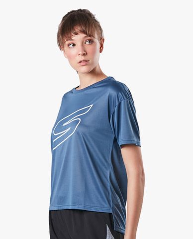  SKECHERS - Áo thun thể thao nữ ngắn tay cổ tròn hiện đại Running 