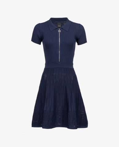  PINKO - Đầm mini cổ bẻ tay ngắn phối zip Linares 