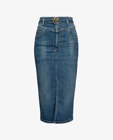  PINKO - Chân váy midi jeans phom ôm Ringhio 