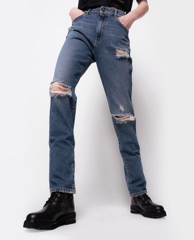  PINKO - Quần jeans nữ rách vải phom ôm Gaia 13 