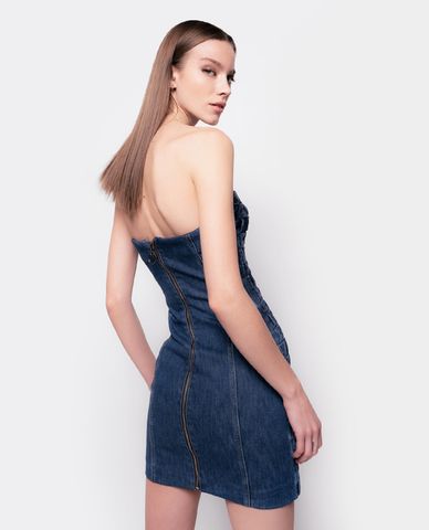  PINKO - Đầm body denim cúp ngực Rilassata 