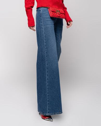  PINKO - Quần jeans nữ ống rộng Blue Palazzo 